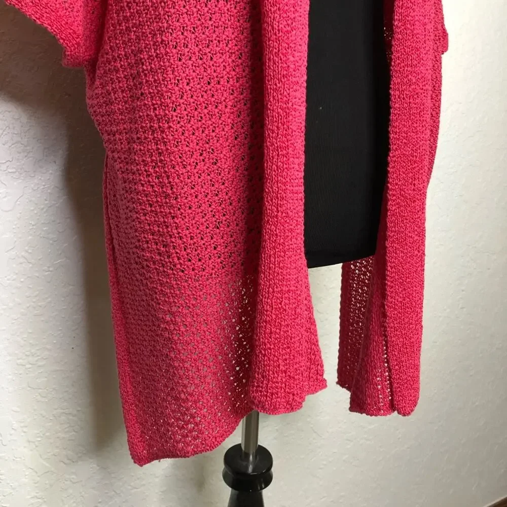 Chico’s bright pink lightweight knit wrap sweater size Small / Medium S/M NWT